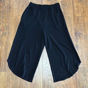 Black Casual Knee-Length Bottoms with Split Sides